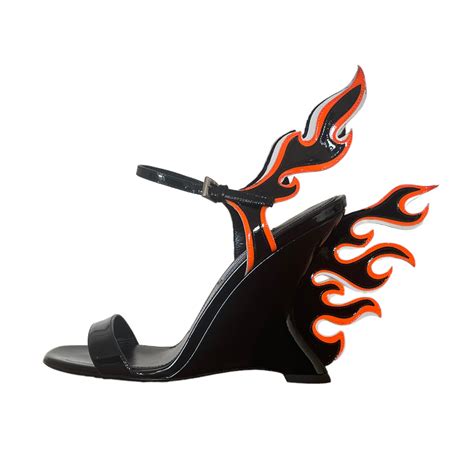 prada flame wedge sandals|prada flame heels price.